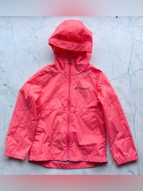 Columbia Girls' Switchback II Rain Jacket Hot Coral XXS (4/5) Like New